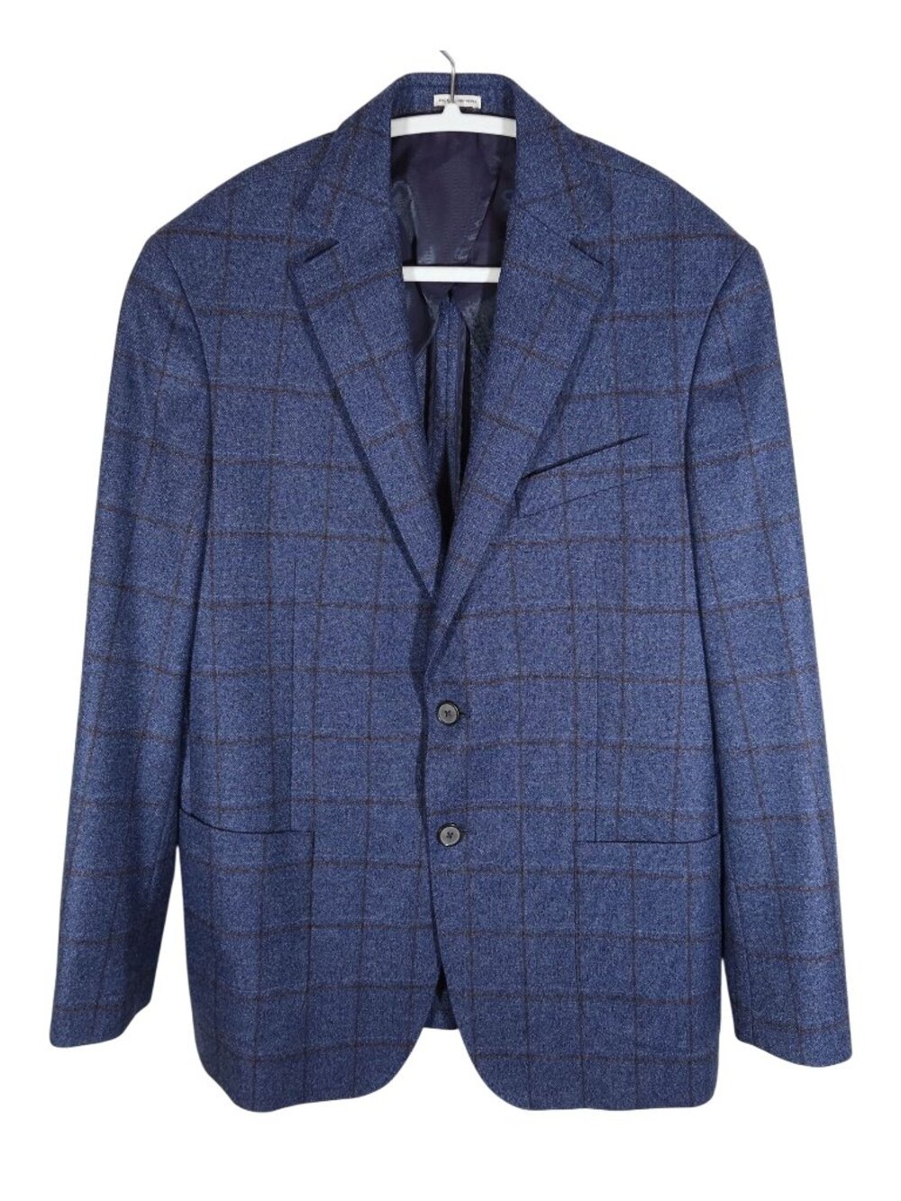 JOSEPH ABBOUD Reda 1865 100% Wool Windowpane Check Blazer 40R Navy Brown Office